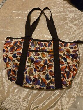 Braciano Multicolor Leaf Print Tote Bag Shoulder Bag Purse NWOT